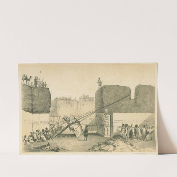 Lowering the great winged bull (1849) by Sarony, Major & Knapp Lith.