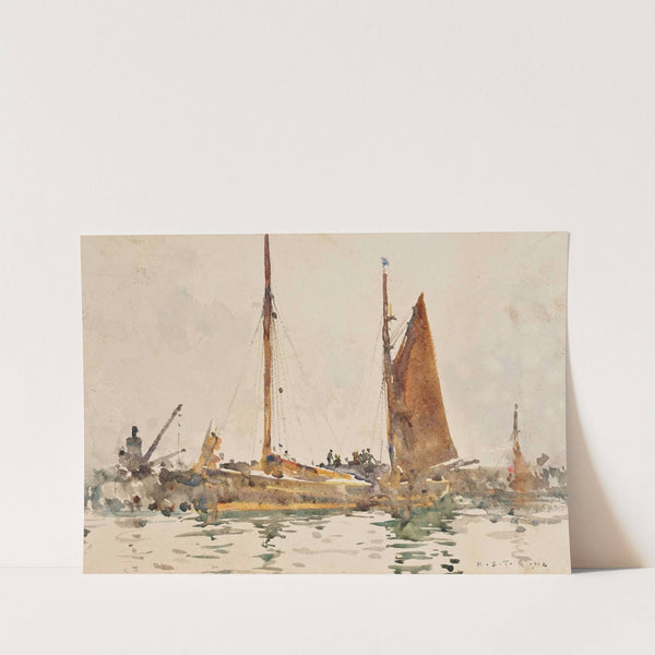 Lowestoft Fishing Boats Moored At Falmouth (1914) by Henry Scott Tuke