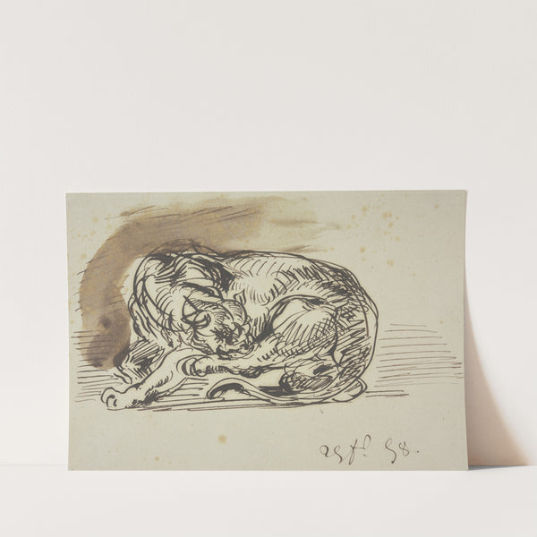 Löwin, ihre linke Hinterpfote leckend (1858) by Eugène Delacroix