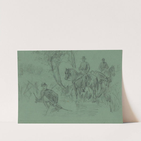 Lt. Custer wading in the Chickahominy River by Alfred Rudolph Waud