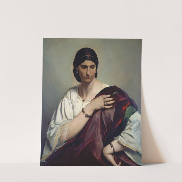 Lucrezia Borgia, Portrait of a Roman woman in white tunic and red robe (ca. 1862 – 1866) by Anselm Feuerbach