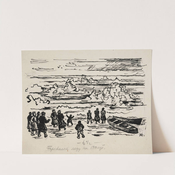 Ludzie na brzegu rzeki obserwujący zatory lodowe by Ivan Ivanec