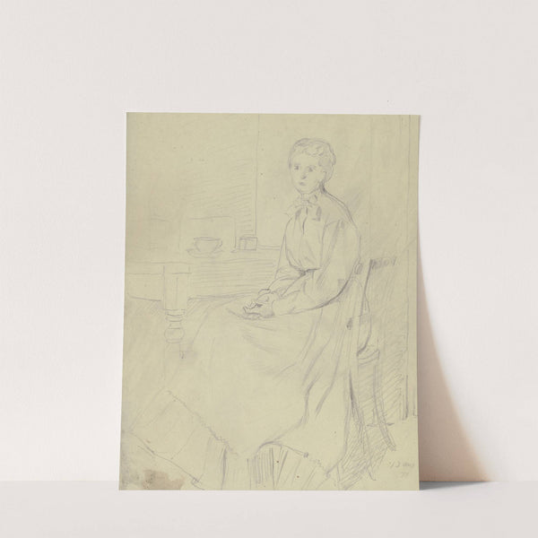 Luise Scholderer am Tisch sitzend (1871) by Otto Scholderer