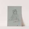 Luise Scholderer in Rüschenjacke und mit Hut, Halbfigur, sitzend by Otto Scholderer