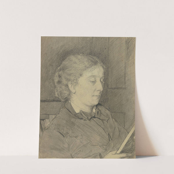 Luise Scholderer, lesend mit Katze by Otto Scholderer