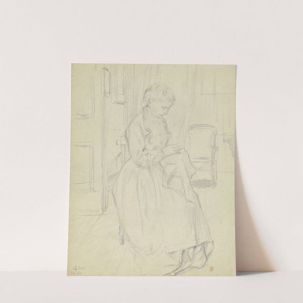Luise Scholderer stickend by Otto Scholderer