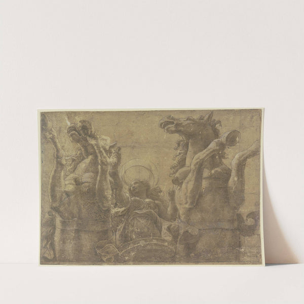 Luna auf ihrem Wagen in starker Unteransicht by Giulio Romano