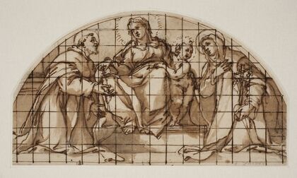 Lunette med Madonna og barn med sankt Frans af Assisi og Katharina af Sienna