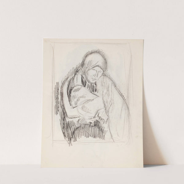 Luonnos maalaukseen Äiti ja lapsi (Pietà) by Magnus Enckell