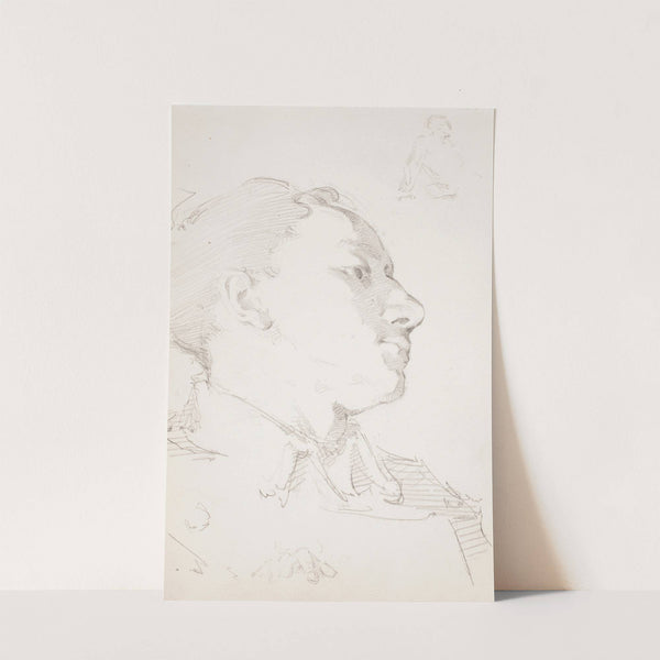 Luonnos maalaukseen Haavoittunut soturi hangella 1880, puolivartalo, kasvot, sormet by Helene Schjerfbeck