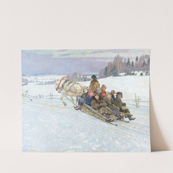 Lustige Schlittenfahrt im winterlichen Russland by Nikolai Bogdanov-Belsky