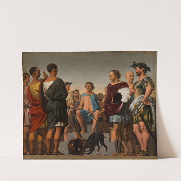 Lycurgus, the Spartan, demonstrates the importance of good education by comparing the behaviour of two dogs (between 1661 and 1662) by Caesar Van Everdingen