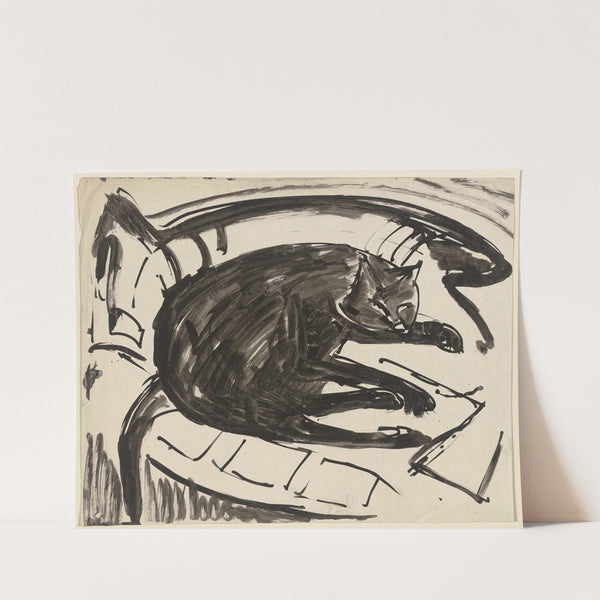 Lying cat (ca. 1920) by Ernst Ludwig Kirchner