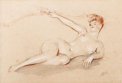 Lying Nude On A Sofa