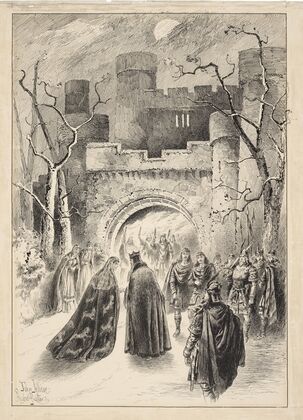 Macbeth, act I, scene 6, Lyceum Theatre, January 19, 1889, Henry Irving as Macbeth, Ellen Terry as Lady Macbeth (1889)