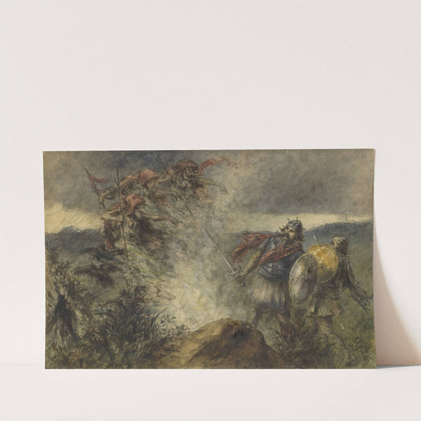 Macbeth, I, 3, the three witches appearing on the heath (1867) by Frederick Gilbert