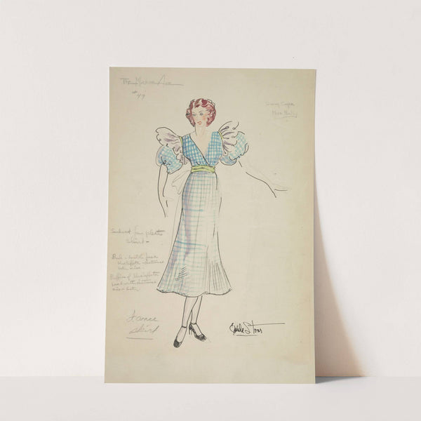 Machine Age: Miss Holly blue checked dres with puff sleeves (1934-1943) by Emile Stoner