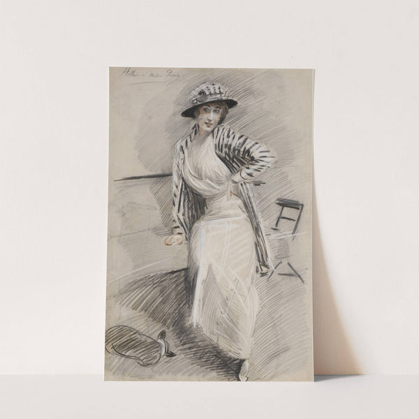 Madame Paris assise sur une banquette by Paul César Helleu