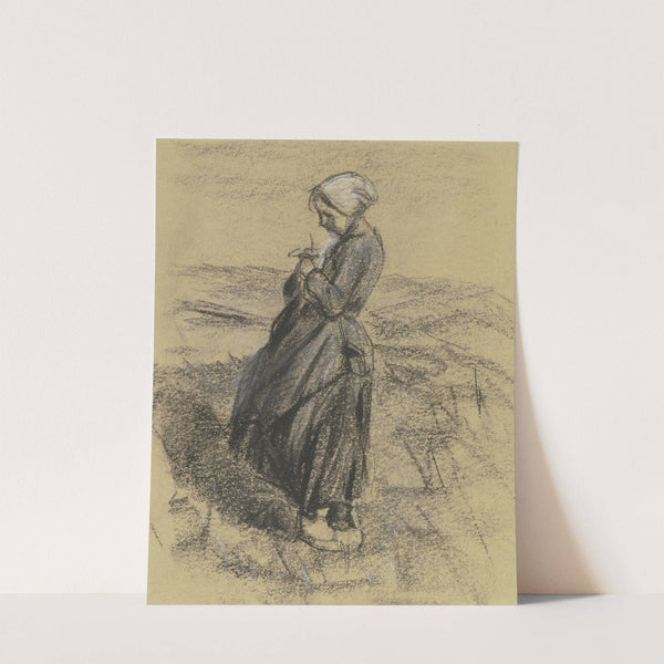 Mädchen auf dem Felde, strickend by Max Liebermann