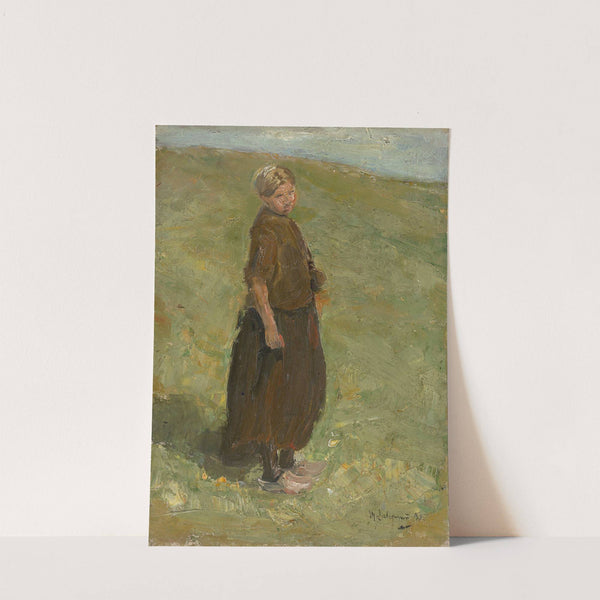 Mädchen auf der Düne, stehend nach rechts (1890) by Max Liebermann