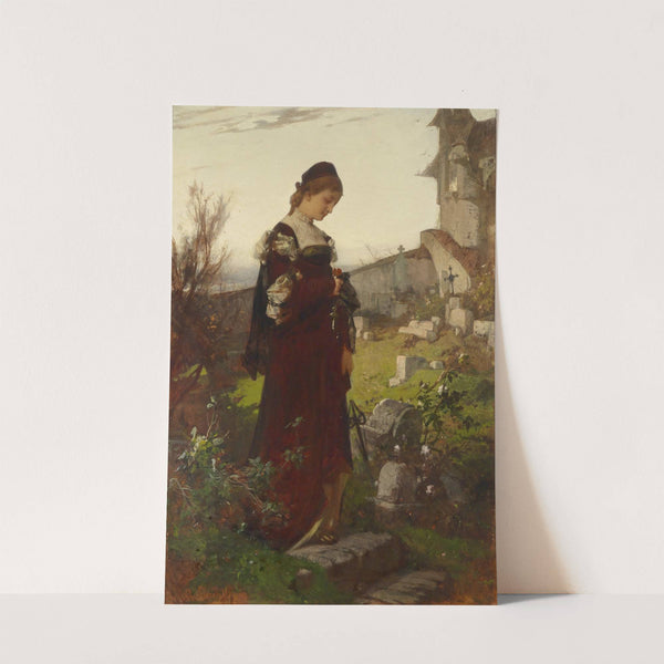 Mädchen auf einem Friedhof by Alexander von Liezen-Mayer