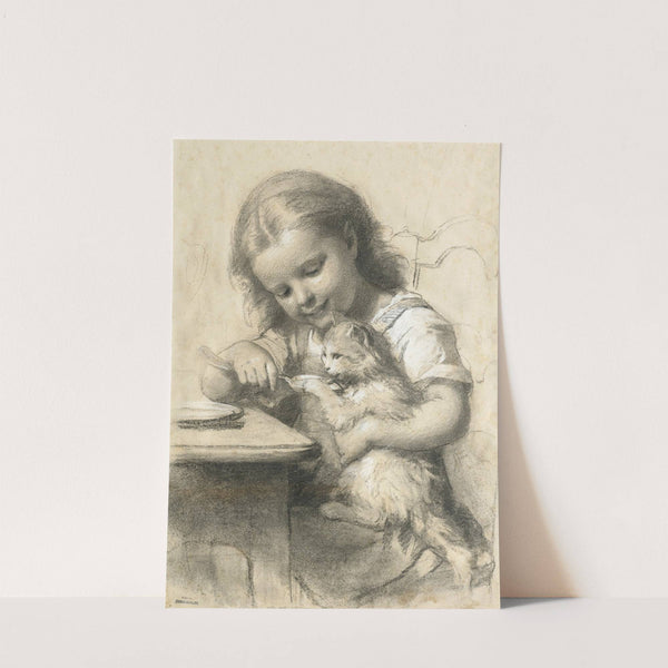 Mädchen beim Füttern einer Katze (before 1896) by Fritz Zuber-Bühler