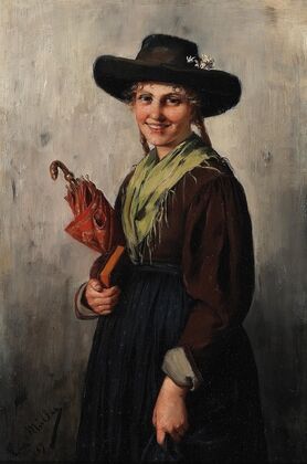 Mädchen beim Kirchgang