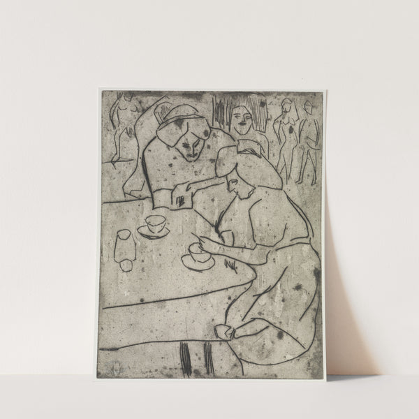 Mädchen, einer anderen den Bauch frottierend;Mädchen am Kaffeetisch (1910) by Ernst Ludwig Kirchner