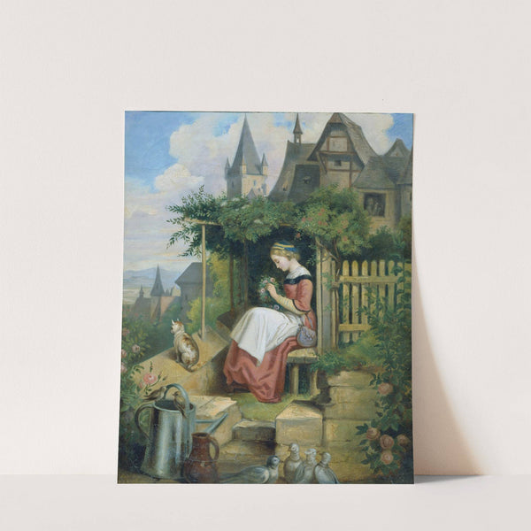 Mädchen im Hausgarten by Joseph Hasslwander