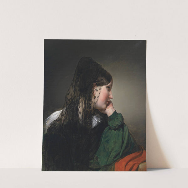 Mädchen im Profil mit schwarzer Mantille by Friedrich von Amerling