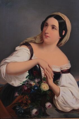Mädchen mit Blumenkorb