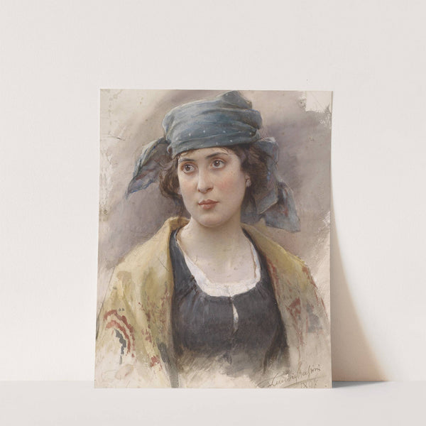 Mädchen mit grünem Kopftuch by Ludwig Johann Passini