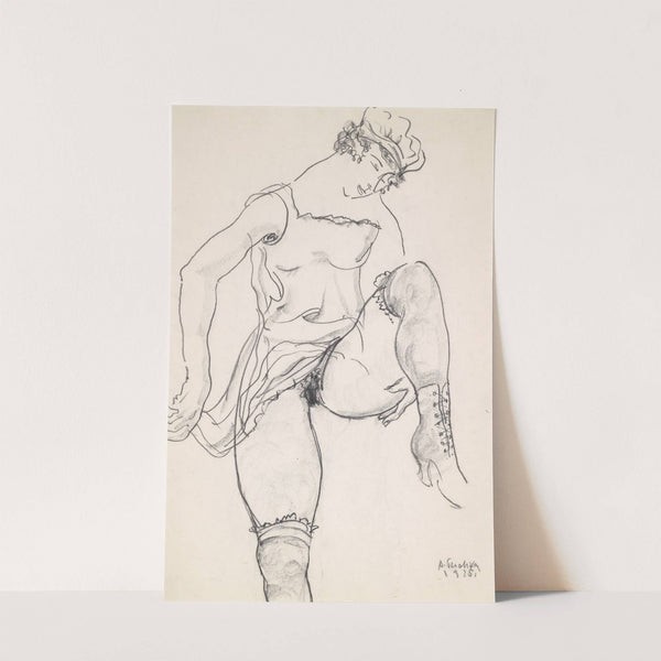 Mädchen mit hochgeschobenem Hemd by Anton Emanuel Peschka