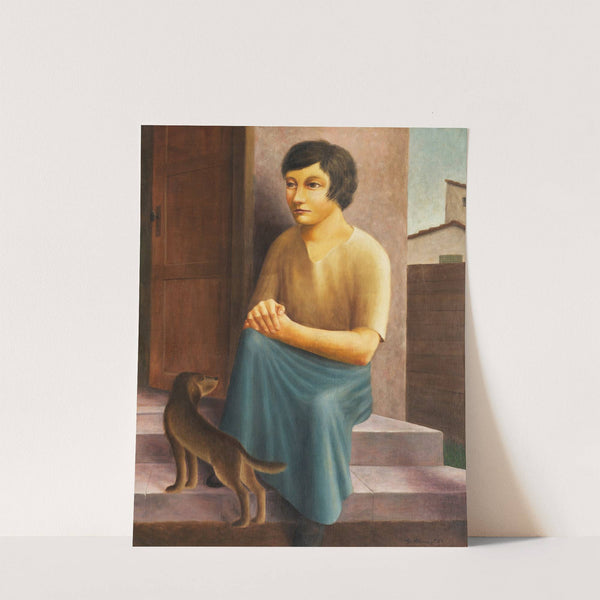 Mädchen mit Hund by Georg Schrimpf