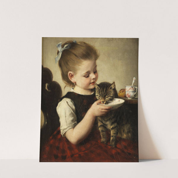 Mädchen mit Katze (1860s) by Wilhelm Schutze