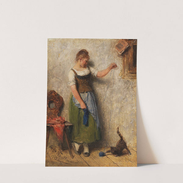 Mädchen mit Katze by Hugo Kauffmann