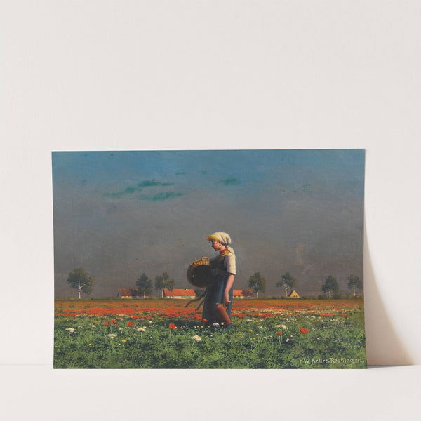 Mädchen mit Korb und Flasche im Mohnblumenfeld (Ca. 1900-1920) by Paul Wilhelm Keller-Reutlingen