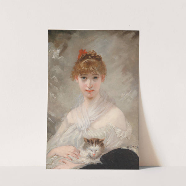 Mädchen mit weißem Tuch und Katze by Charles Chaplin