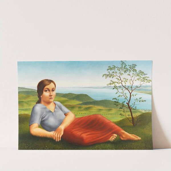 Mädchen vor Seelandschaft by Georg Schrimpf