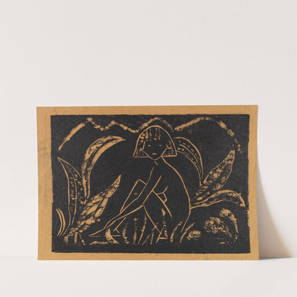 Mädchen zwischen Blattpflanze by Otto Mueller