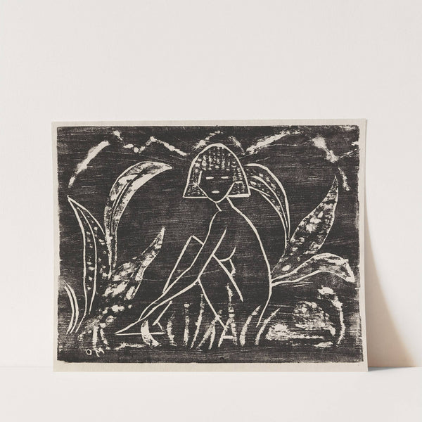 Mädchen zwischen Blattpflanzen (Mädchen im Schilf) by Otto Mueller