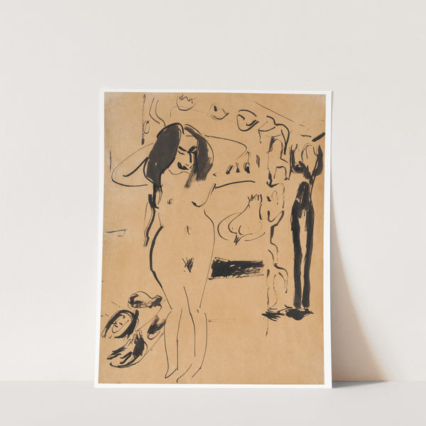 Mädchenakt (Stehender Akt vorm Vorhang) (1910) by Ernst Ludwig Kirchner