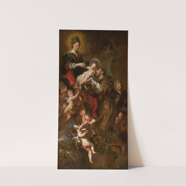 Madonna And Child Adored By Saint Francis Of Assisi by Domenico Piola