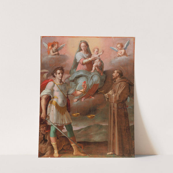 Madonna and Child between the Archangel Michael and Saint Francis by Workshop of Santi di Tito