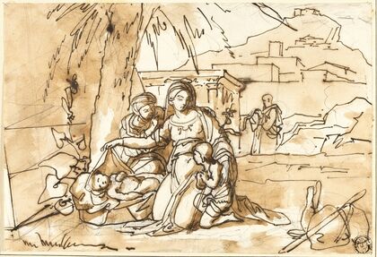 Madonna and Child, Saint Anne and Infant Saint John, with Saint Joseph in Background