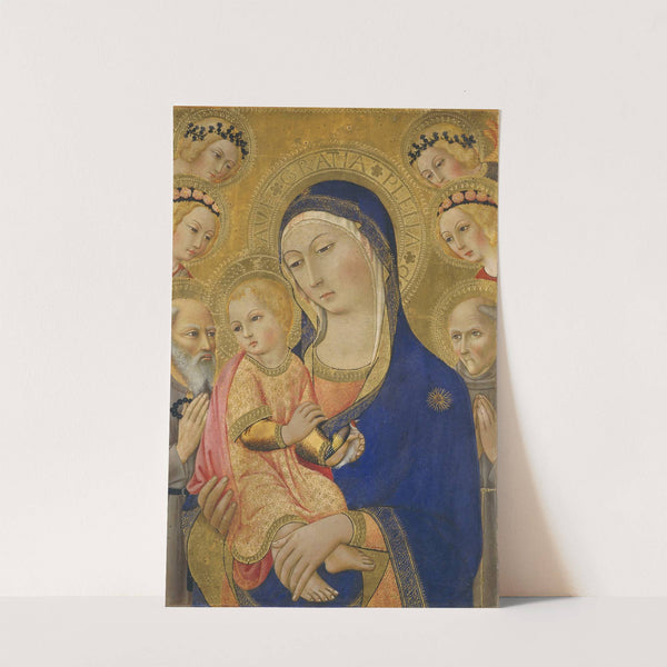 Madonna and Child with Saint Jerome,Saint Bernardino and Angels by Sano di Pietro