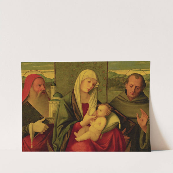 Madonna And Child With St. Jerome And St. Francis by Girolamo da Santacroce