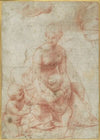 Madonna and Child with the Infant Saint John the Baptist; upper left, Study for the Right Arm of the Infant Saint John; upper right, Study for Drapery