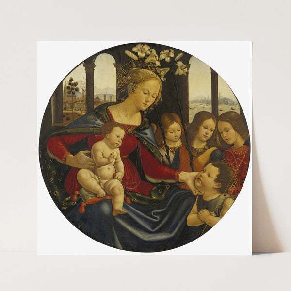 Madonna and Christ Child with Infant Saint John the Baptist and Three Angels (ca 1485-1500) by workshop of Domenico Ghirlandaio