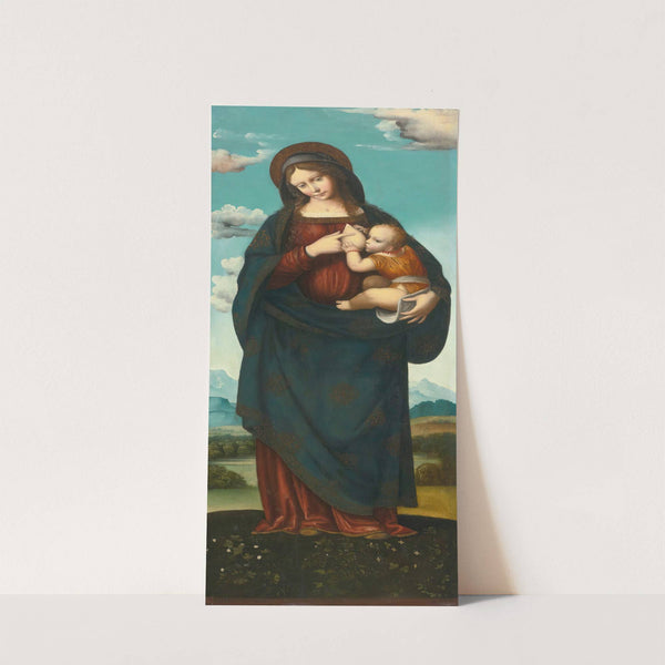 Madonna Standing In A Landscape, Nursing The Infant Christ by Lombard School